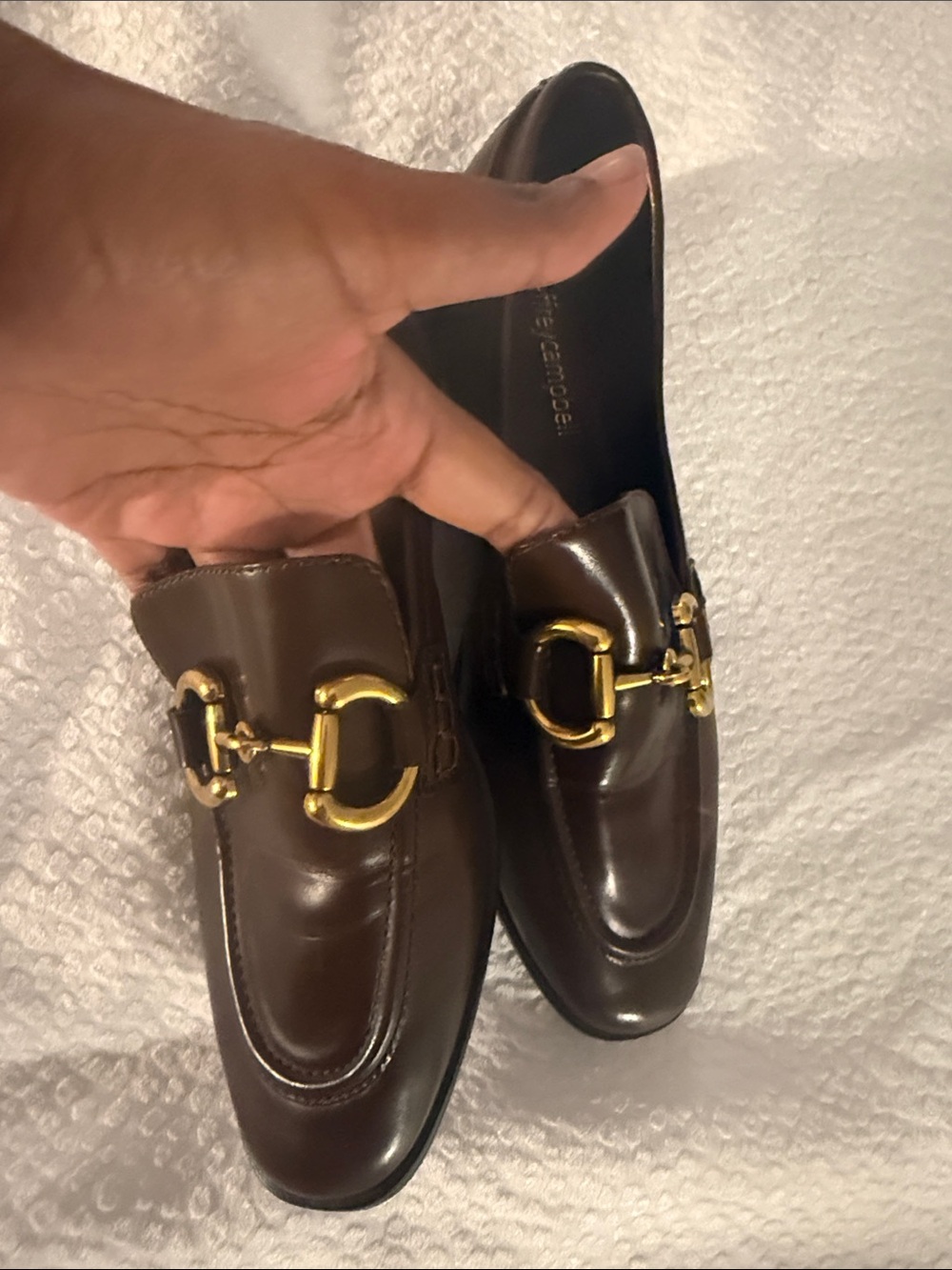 Jeffrey Campbell Brown Leather Loafers with Gold Horsebit Sz 6.5 - Picture 5 of 12